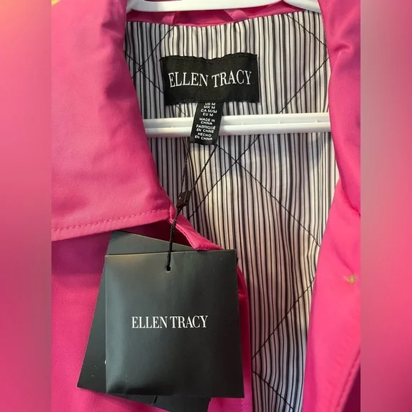 NWT Ellen Tracy Women's Vibrant Pink Trench Coat - Picture 7 of 8